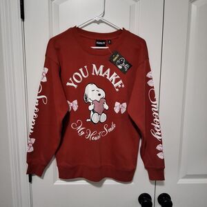 Peanuts Snoopy Crewneck Sweatshirt, Red, Size Medium, New/Tag